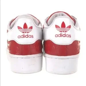 adidas | Shoes | Adidas Red Striped Leather Sneakers | Poshmark